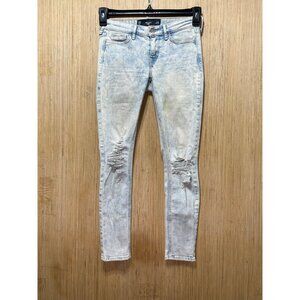Hollister Co - Women's Ripped Denim Stretch Pants - Light Blue - 00